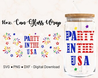 4th of July Pride 16oz Libbey Can Wrap: LGBTQ USA Cricut Design (Digital Download)