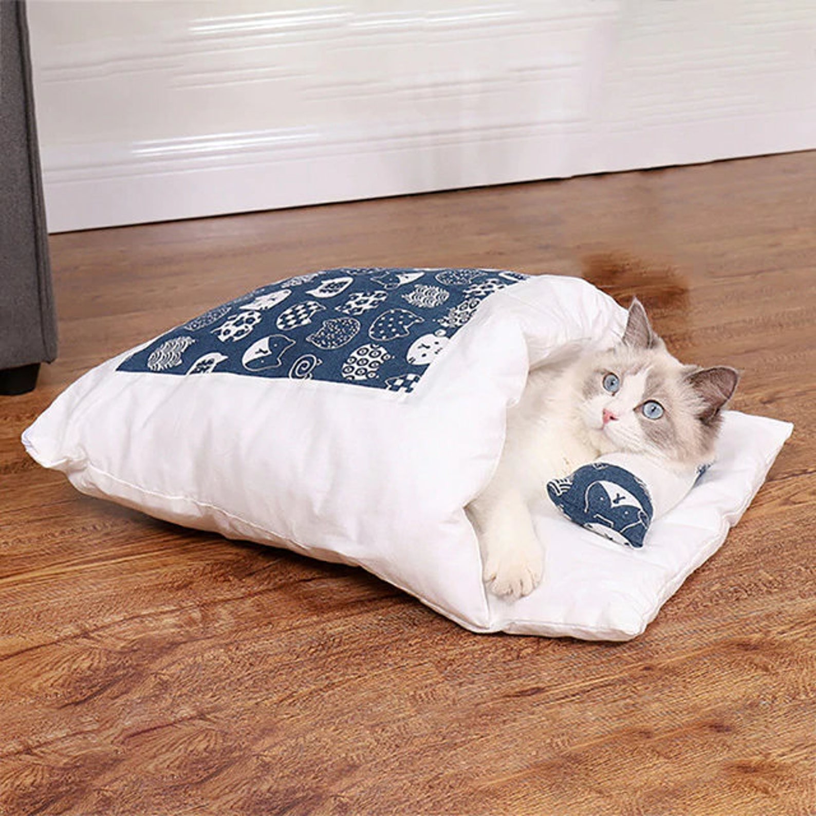 Cat Sleeping Bag Bed Pet Futon Cave Furniture Nest Cute Etsy