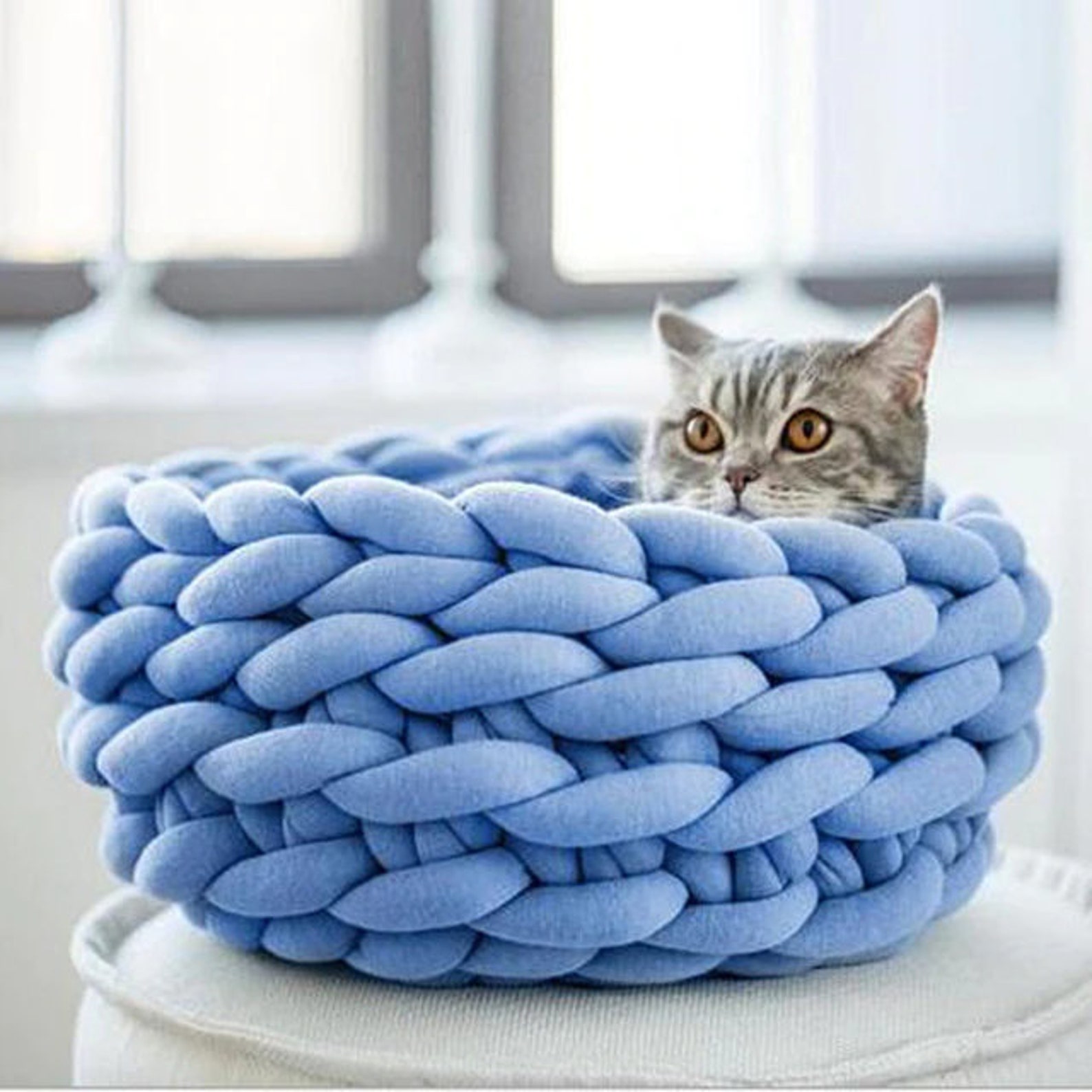 Hand Knit Cat Bed Hand Knit Pet Bed Cat Cushion Hand Woven Etsy