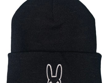 Embroidered bunny beanie