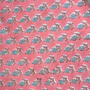 Small Leaf Print Block Print Fabric 100% Cotton Indian Fabric, Hand Printed Natural Vegetable Dye Soft Cotton Woman Dress Fabric By Yard