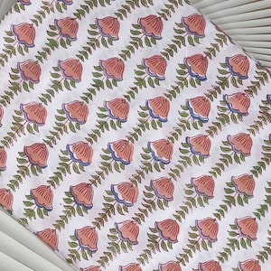 Tessuto stampato a mano a metri - Tessuto di cotone morbido indiano - Tessuto di cotone stampato - Tessuto di cotone stampato - Tessuto vintage per abiti, cuscini