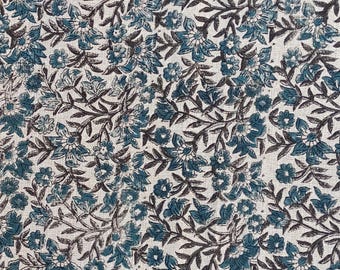 Handloom Linen Fabric-Hand block print-Indian Pure Linen Fabric-best for Upholstery, cushion cover, sofa/chair cover, Curtains, Home Decor
