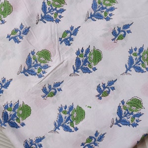 Indischer Handblockdruck, Blumendruck, weicher Baumwollstoff, Stoff moderner Blumenstoff indischer Druckstoff Damenkleidstoff