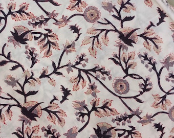 Tessuto 100% cotone stampato a mano con piccoli blocchi di colore grigio indiano, tessuto tagliato su misura, tende, cuscini, copripiumini, confezione di abiti.