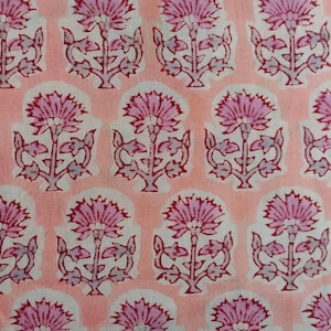 Indian Hand Block Printed Soft Fabric, Floral Print Fabric Cotton, Light Weight 100% Cotton Jaipuri Print Fabric, Craft Fabric By the Yard