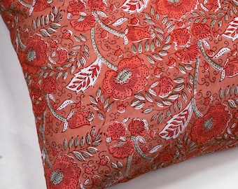 Indian Hand Block Print Pillow Covers | Floral Vintage Cotton Throw pillows | hippie boho Fall Pillowcase | Hand Blocked Cushion Cover, Gift