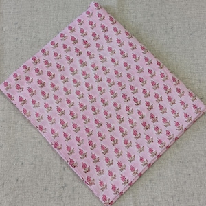 Pink Booti Hand Block Print Fabric | Traditional Indian Cotton Fabric by the Yards | Hand Stamped Natural Dyed fabric for Sofa Cover, Dress