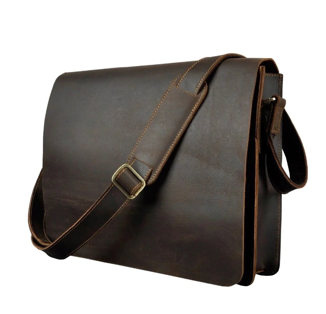 Mens Leather Laptop Briefcase, Leather Office Bag for Man, MacBook