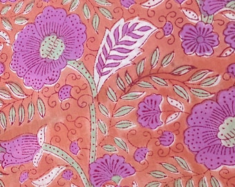 Indian Hand block print fabric, floral print cotton, soft cotton fabric-modern floral print, Indian printed fabric for women's dress, Tops