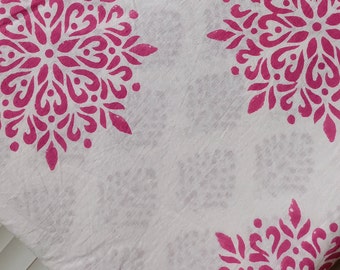 Vintage Handmade Hand block Print  Fabric-Home Decor-Flower Print-Dress making Fabric- Fabric By The Yard-Block Print Upholstery Fabric