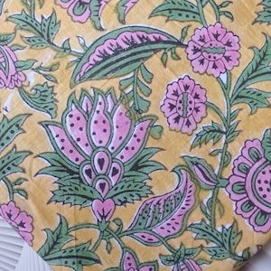 Beautiful floral Print Hand Block Printed Fabric, Cotton Fabric, Indian Fabric, fabric by yard, Block Printed Cotton women's clothing robe