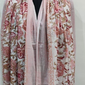 Hand Block Print Cotton Sarong | cotton Scarves/Pareo/Sarong | Beach Wrap Pareo, Long Scarf, Large Sarong | beachwear | Gift for Girlfriend