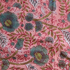 Indian Hand Block Print cotton fabric- By Yards-100 % Pure Cotton Voile Fabric-Handmade fabric For Dress Making, Sewing, Crafting, Gifts