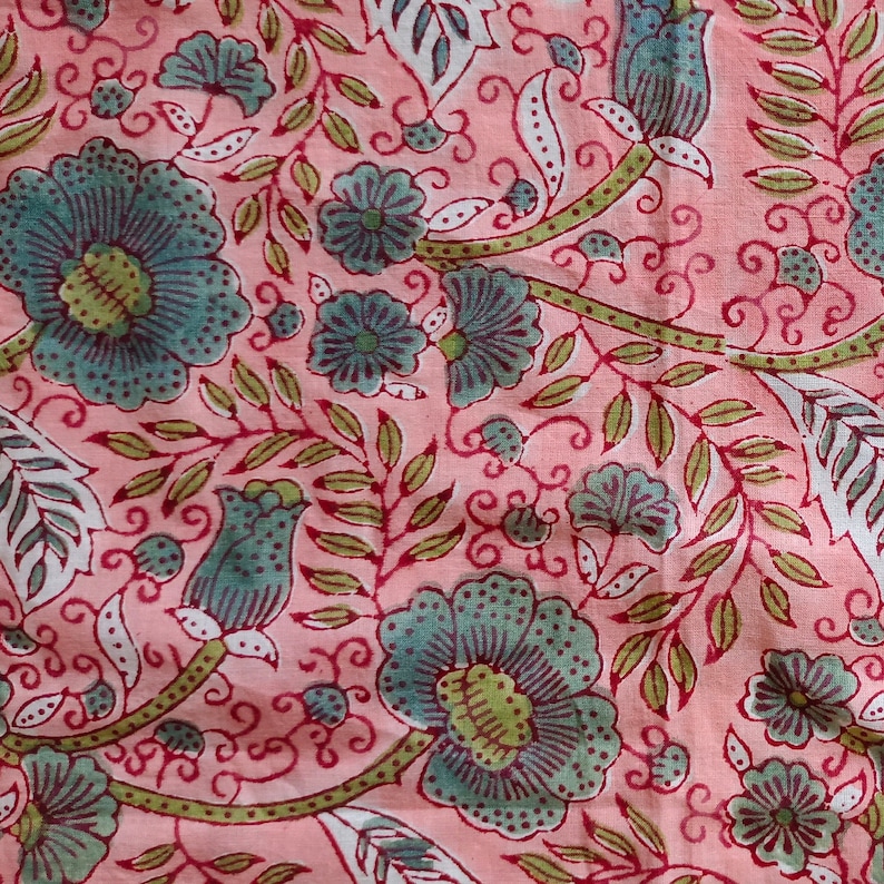 Indian Hand Block Print Cotton Fabric by Yards100 Pure Cotton Voile