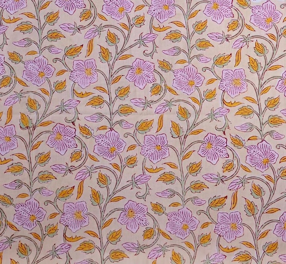Authentic Indian Block Print Cotton Fabric | Handmade Indian Print | Rich Patterns and Natural Colors | Fabric for Upholstery, Quilting, top