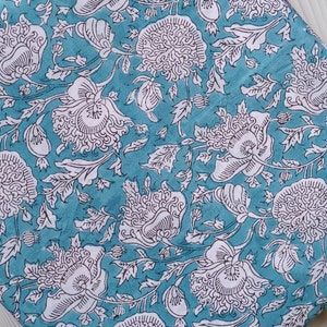 Hand Block Print Fabric of India, sea Green Cotton Fabric by yard, Block Print Fabric, India Fabric, Printed Cotton Fabric, Fabric by yard