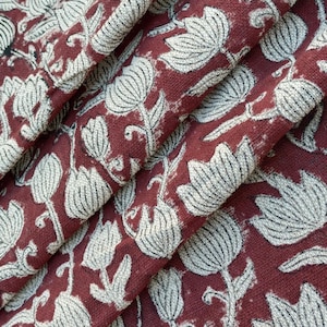 Handloom Linen Fabric-Hand block print-Indian Pure Linen Fabric-best for Upholstery, cushion cover, sofa/chair cover, Curtains, Home Decor