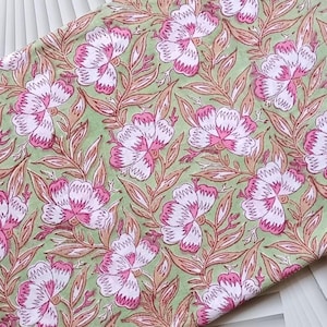 Hand block print cotton fabric, Handmade cotton fabric, fabric by the yard, soft cotton fabric Best for cushion cover, Dress making, napkin