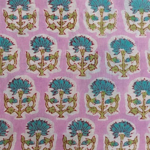 Indian Hand Block Printed Soft Fabric, Floral Print Fabric Cotton, Light Weight 100% Cotton Jaipuri Print Fabric, Craft Fabric By the Yard