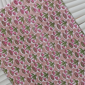 Green Flower Block Print Fabric, Hand Block Print Cotton Fabric, Indian Fabric sold by yard, Block print Dress Fabric, Indian Print fabric