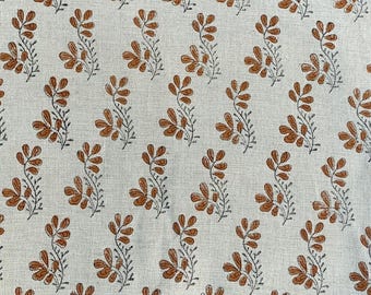 Tela de lino tejida a mano - Estampado en bloque a mano - Lino puro indio - Tejido grueso para fundas de almohada - Tapicería con estampado en bloque - Mantel