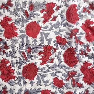 Indian Hand Block Printed Soft Fabric-Floral Print Fabric Cotton-Light Weight 100% Cotton Jaipuri Print Fabric-Craft Fabric By the Yard