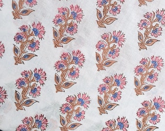 Hand Block Printed Fabric, Cotton Fabric, Indian Fabric, fabric by yard, Handmade Cotton for women's clothing, Hand Stamped Printed Fabric