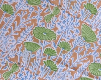 Hand Block Print Cotton Fabric, Floral Indian Fabric By The Yard