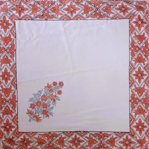 Indian Handmade Hand Block Print Natural Casual Wedding Vintage Bandana/Scarf/Napkin-Block Print Face Neck Wrap- Soft cotton Handkerchief
