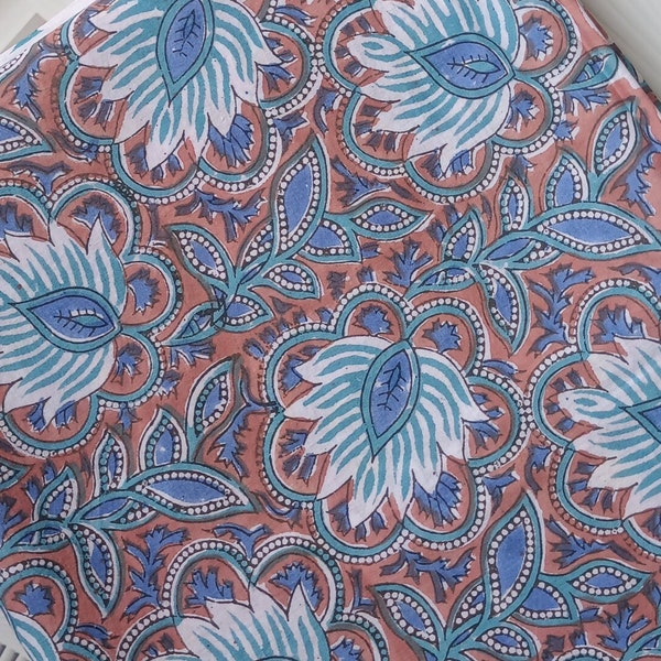 Indiase blokprint, Indisch katoen, Handstempeldruk, op maat gesneden, Indiase stof, Blauwe blokprintstof, naai- en quiltstof