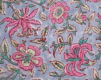 Rosa Blumendruck Stoff Schüttgut-Indian Hand Block Gedruckt Baumwolle Voile Stoff-Nähen Kleidung Stoff Quilten, Basteln, Vorhänge, Geschenk