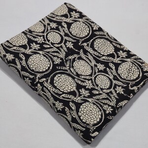 Block Printed Cotton Fabric, Hand Printed Indian Fabric, Soft Cotton by the yard Fabric in Black and White Base, fabric for summer dress