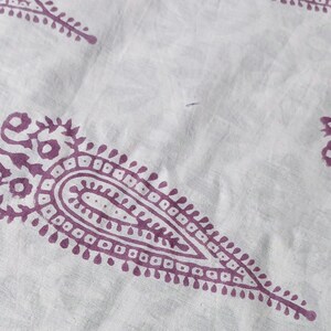 Sanganeri Hand Block Ajrah Print Indian Cotton Voile Fabric, Indian Dressmaking Running Fabric, Material Sewing Theme Fabric By The Yard