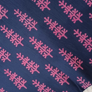 Dark Indigo Indian Hand Block Print Soft Cotton fabric, Hand stamped Indian cotton Fabric, Block Print Fabric, Sewing and quilting fabric