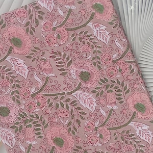Hand block print cotton loose fabric-Cotton voile fabric-Jaipuri cotton block print fabric-Indian cotton fabric-Cotton fabric for dresses