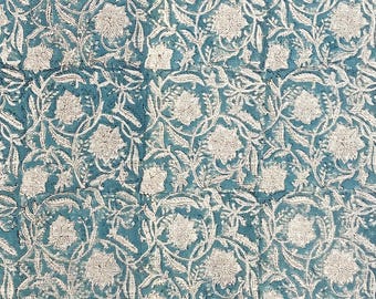 Tela de lino tejida a mano - Estampado en bloque a mano - Lino puro indio - Tejido grueso para fundas de almohada - Tapicería con estampado en bloque - Mantel