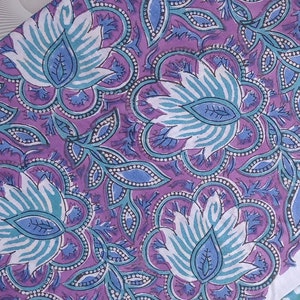 Purple and Blue floral print, Quilting and Sewing Fabric, Jaal Printed floral Fabric, Indian Cambric Cotton, fabric By the yard, Dressmaking