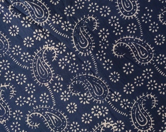 Indigo Hand Block Printed Fabric, Cotton Fabric, Indian Fabric, fabric by yard, Block Printed Cotton women's clothing , Jaipuri Print