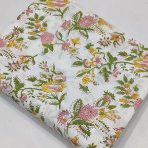 Natural Block Print Cotton Fabric | Handmade floral print cotton fabric | fabric buy yards| Printed cotton Voile fabric | upholstery, Gift
