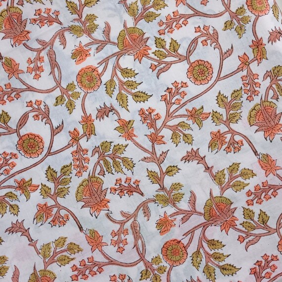 Indian Hand block print, floral print, soft cotton fabric, Fabric modern floral fabric Indian print fabric womens dress fabric