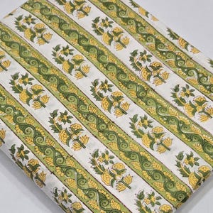 Organic Cotton Block Print Fabric | Fabric buy yards | Eco-Friendly, Natural color Print fabric | Perfect for Sewing, Quilting, and Crafts