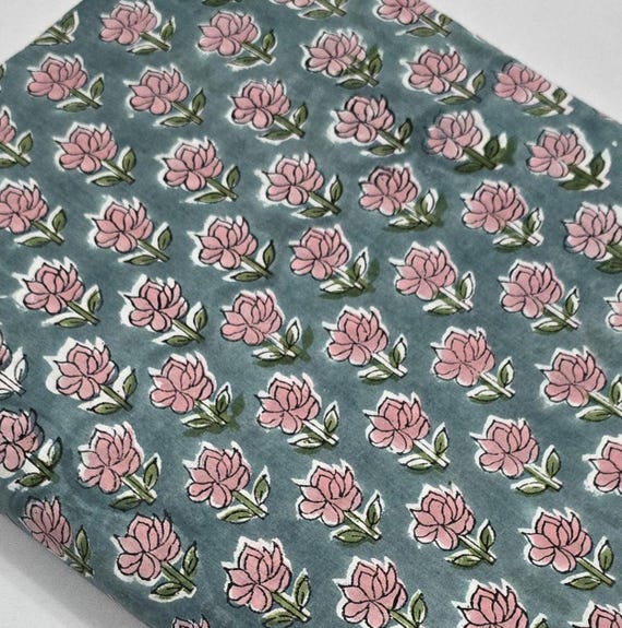 Traditional Hand block print fabric-Cotton loose fabric-cotton Voile fabric-Hand-dyed eco-friendly soft cotton-Fabric for Sewing, Crafting