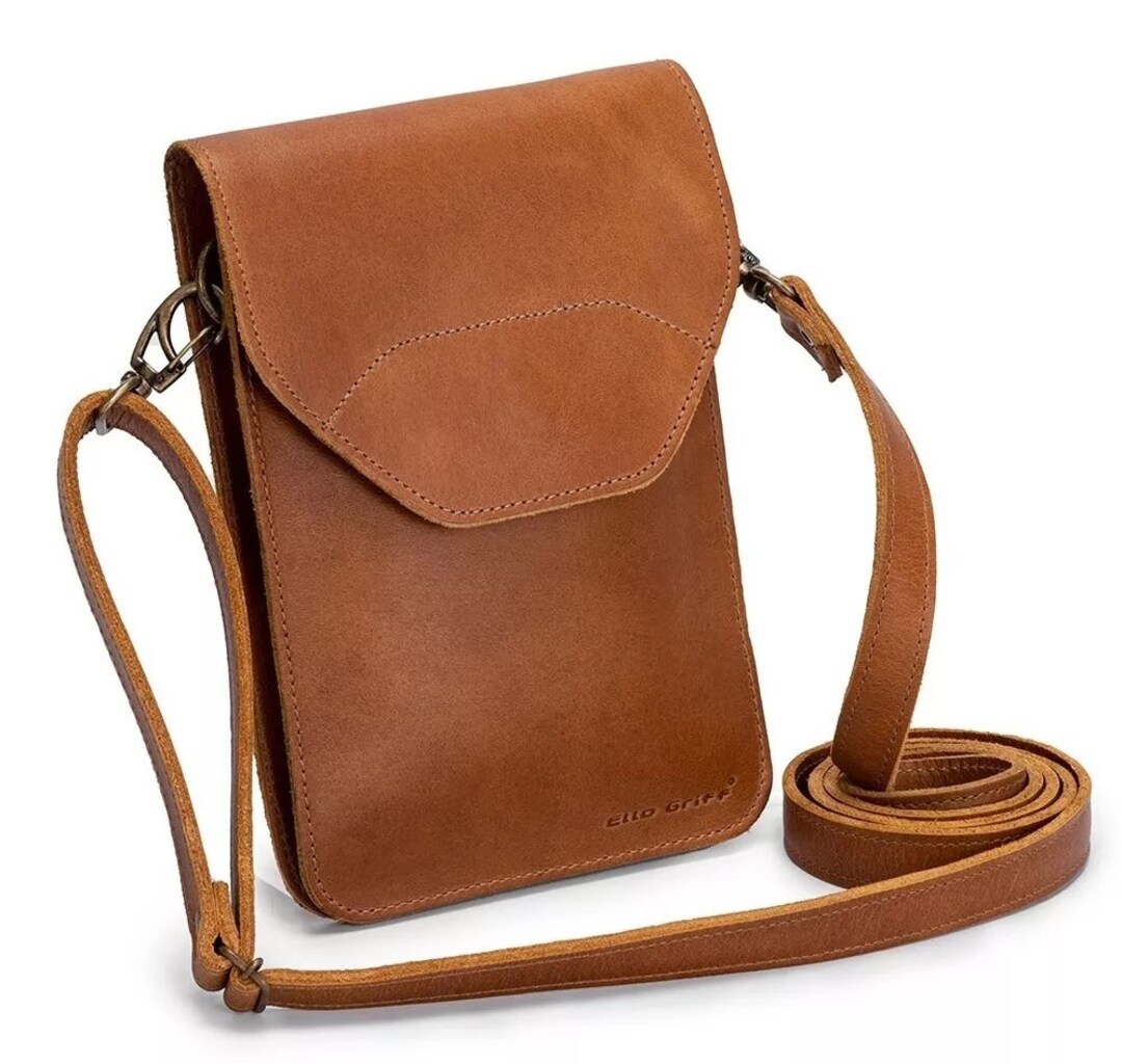 Crossbody Leather Phone Bag, Mens Shoulder Small Wallet, Womens Purse