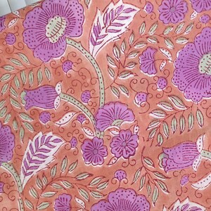 Indian Hand Block Printed Soft Fabric, Floral Print Fabric Cotton, Light Weight 100% Cotton Jaipuri Print Fabric, Craft Fabric By the Yard