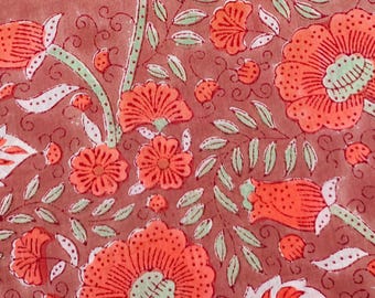 Indian Handmade Block Printed Cotton Fabric-Women Dress Making Soft Cotton Fabric, Fabric By The Yard-Fabric For Pillow Cover/Curtains, Gift