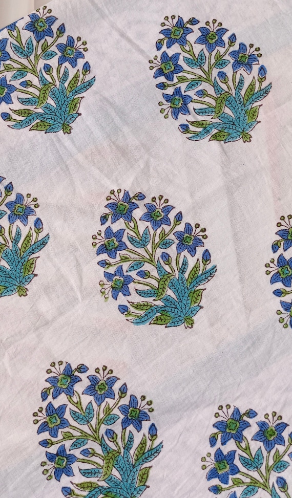 Floral Sanganeri Print Cotton Fabric At Rs 110/meter In Jaipur | ID - Foto 5