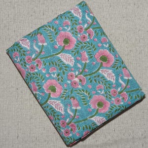 Indian Hand Block Printed Soft Fabric-Floral Print Fabric Cotton-Light Weight-100% Cotton Sanganeri Print Fabric-Craft Fabric By the Yard