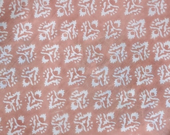 Bloemenprint blokdrukstof - 100% Indiase katoenen stof, handgedrukte natuurlijke plantaardige kleurstof Zachte katoenen damesjurk, ambachtelijk, stof op maat gesneden