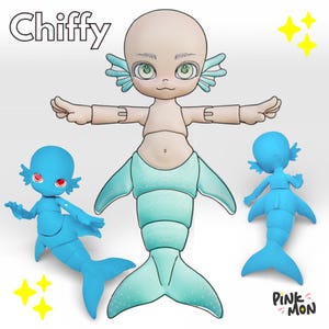 Muñeca BJD Chiffy Mermaid articulada (16,6 cm) - Descarga digital de archivos STL